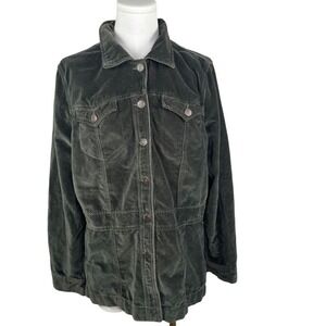 Army Green Velour Shacket Jacket Top, Large women's, button up, earthy, layering